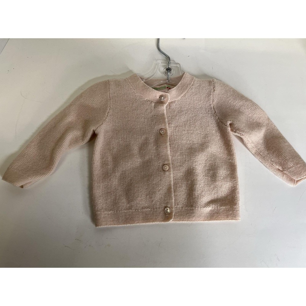 Bonpoint Baby Girls 6M Ivory Pink Cardigan Button Front